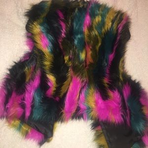 Multi-color faux fur vest